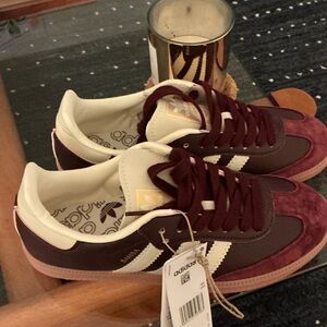 Adidas Samba Maroon and Cream Sneakers